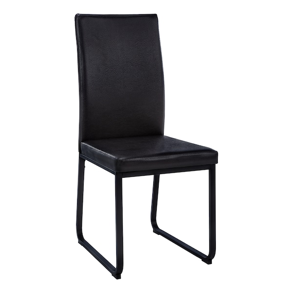 Monarch Specialties Dining Chair, Set Of 2, Side, Upholstered, Kitchen, Dining Room, Pu Leather Look, Metal, Black I 1106 - main